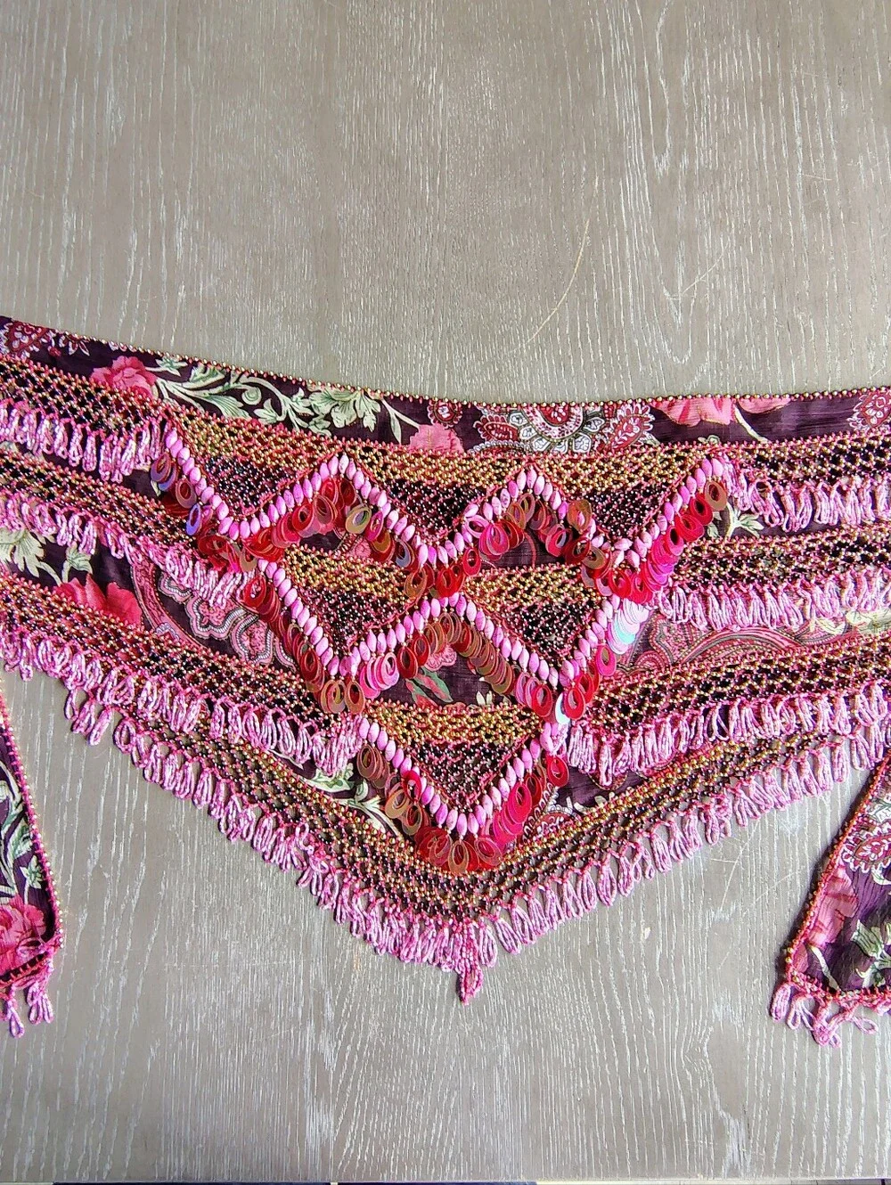 Artisan Hand Beaded Wearable Textile Art Statement Wrap Festival Boho